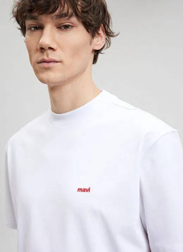 Resim Mavi Baskılı Erkek T-Shirt M0612216-620