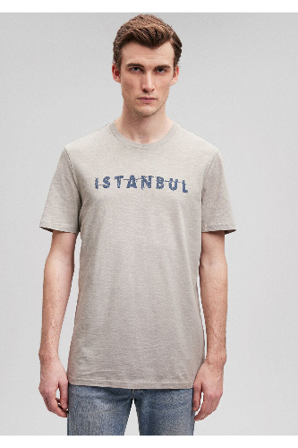 Resim Mavi İstanbul Baskılı Erkek T-Shirt M066282-31935