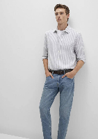 Resim Mavi Çizgili Erkek Gömlek M0211693-91013