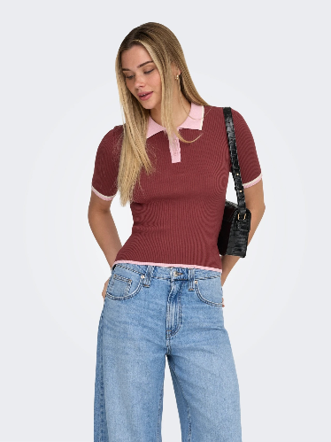Resim Only Onlmeddı Ss Contrast Polo Cc Knt Kadın T-Shirt 15363165