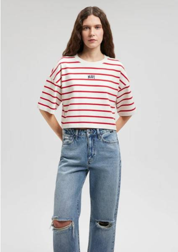 Resim Mavi Baskılı Kadın T-Shirt M1612227-86680