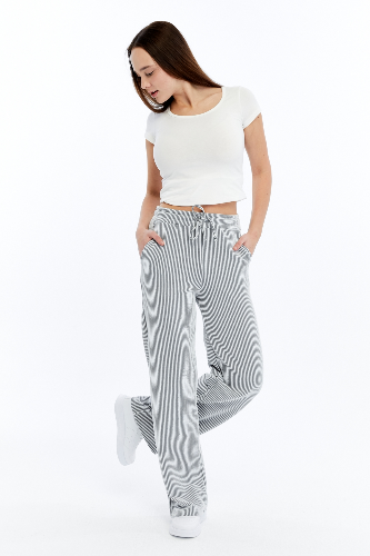Resim Viole&More Kadın Kanvas Pantolon 2497 Çizgili
