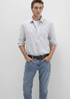 Resim Mavi Çizgili Erkek Gömlek M0211693-91013