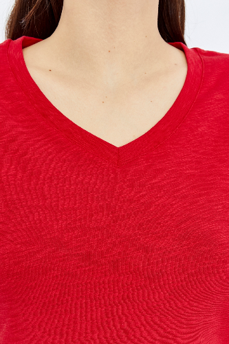 Resim Viole&More 1002 Flamlı  V Yaka Kadın T-shirt