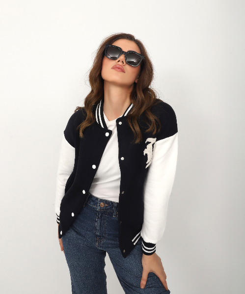 Resim Viole&More Üç İplik Kolej Kadın Mont 5041 Jb Baskılı