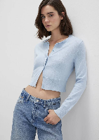 Resim Mavi Düğmeli Kısa Kadın Hırka M1710722-70818