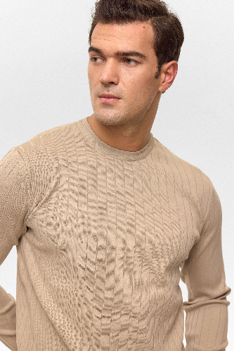 Resim Süvari Desenli O Yaka  Uzun Kol Trikol Erkek Kazak TR2013700482