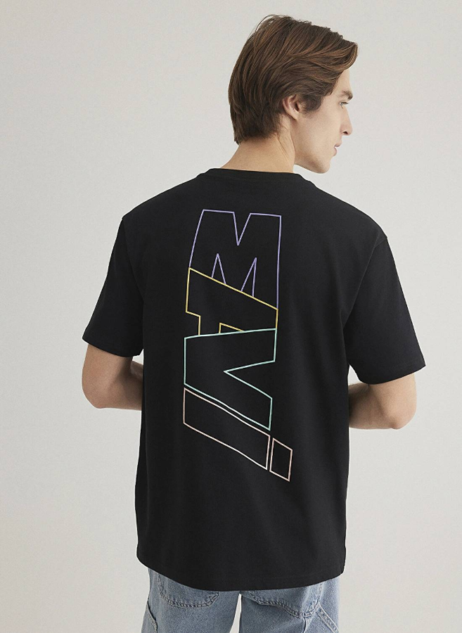 Resim Mavi Baskılı Erkek T-Shirt M0612350-900