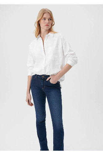 Resim Mavi  Kadın Uzun Kol Gömlek M1211026-620