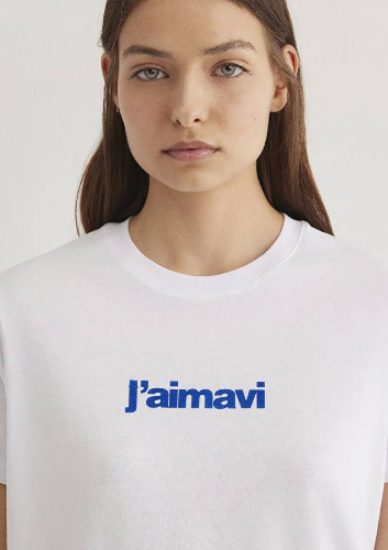 Resim Mavi Bısıklet Yaka Logo Kadın T-Shirt M1612242-620