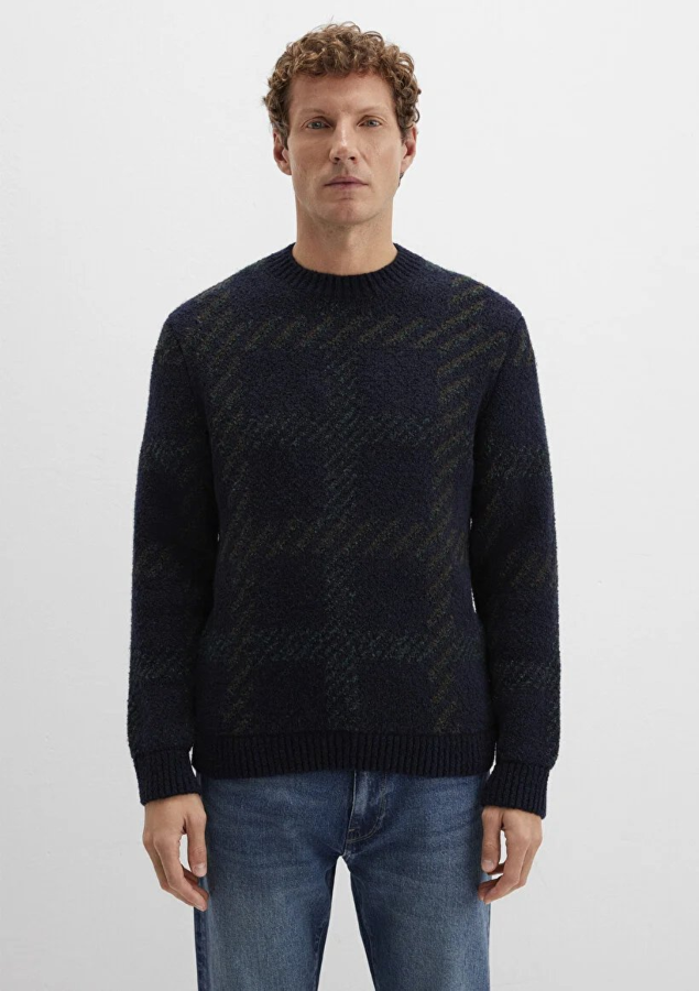 Resim Mavi Jakarlı Erkek Kazak M0710333-70497