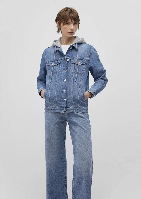 Resim Mavi Karla Kadın Jean Ceket M110154-85296