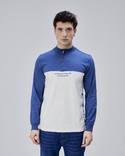 Resim Paul&More Erkek Sweat Be Afraid  Baskı Parçalı Yarım Fermuarlı