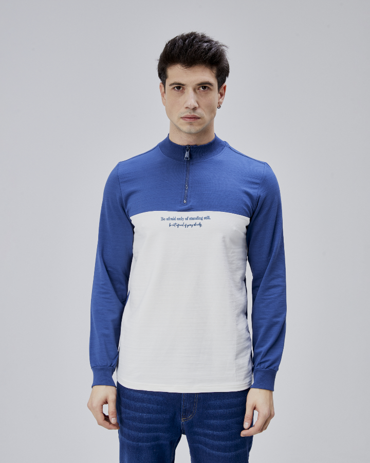 Resim Paul&More Erkek Sweat Be Afraid  Baskı Parçalı Yarım Fermuarlı