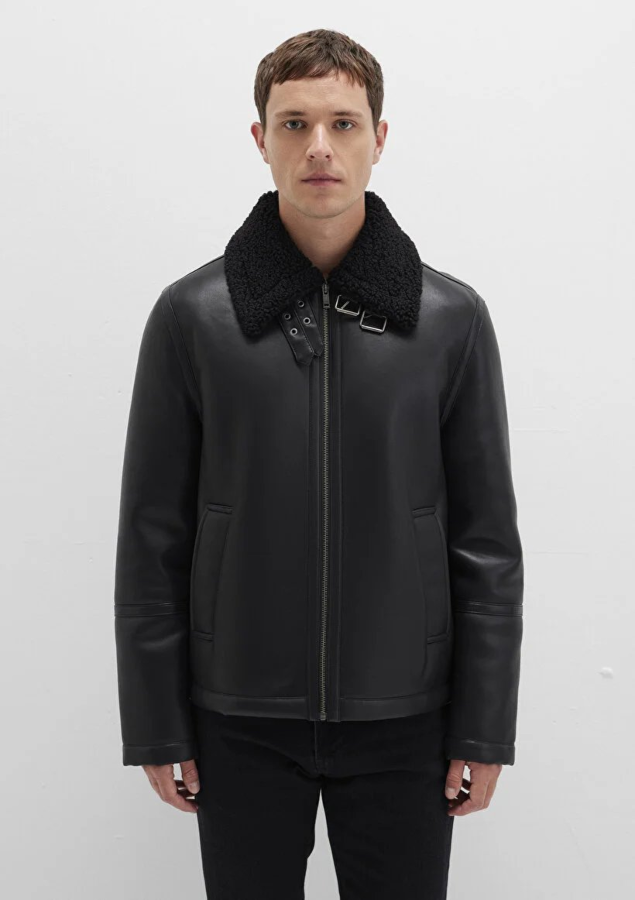 Resim Mavi Kürk Yaka Erkek Mont M0110670-71379