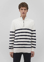 Resim Mavi Çizgili Fermuarlı Erkek Kazak M0710131-70057