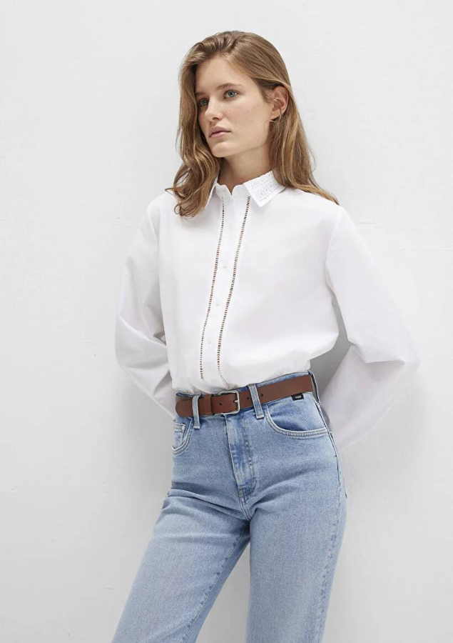 Resim Mavi Uzun Kol Kadın Gömlek M1211174-70057