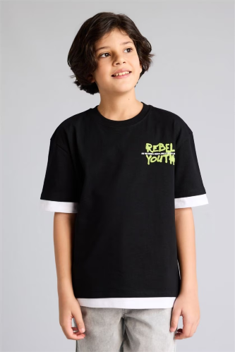 Resim Defacto Erkek Çocuk T-shirt G9726A8/BK81