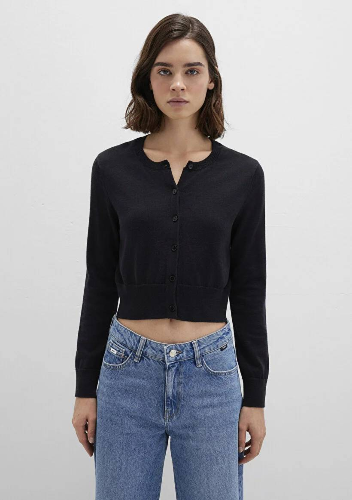 Resim Mavi Düğmeli Kısa Kadın Kazak M1710722-900