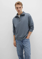 Resim Mavi Yarım Fermuarlı Erkek Sweat M0S10368-80889