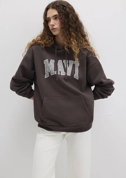 Resim Mavi Logo Kapüşonlu Kadın Sweat M1600361-70222