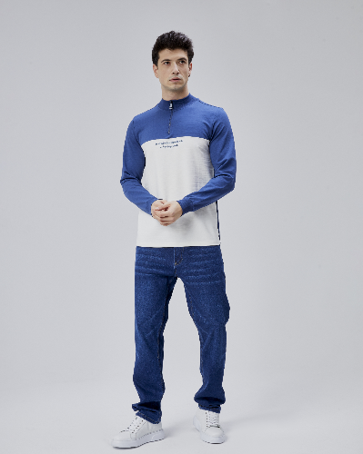 Resim Paul&More Erkek Sweat Be Afraid  Baskı Parçalı Yarım Fermuarlı