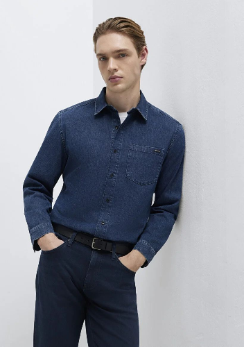 Resim Mavi Eric Erkek Jean Gömlek M0211504-91348