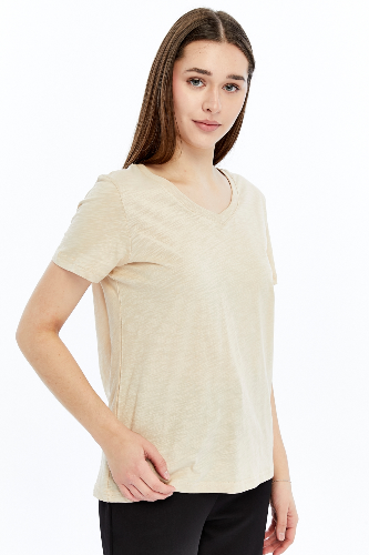 Resim Viole&More 1002 Flamlı  V Yaka Kadın T-shirt