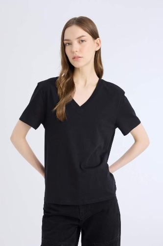 Resim Defacto Kadın Kısa Kol T-shirt D9593AX/BK81