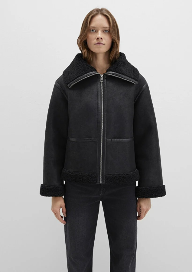 Resim Mavi Dik Yaka Kadın Mont M1110718-900