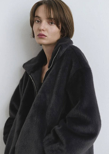 Resim Mavi Dik Yaka Kadın Mont M1110597-84671