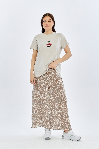 Resim Viole&More Kadın T-Shirt Yk22 Cherry Baskılı