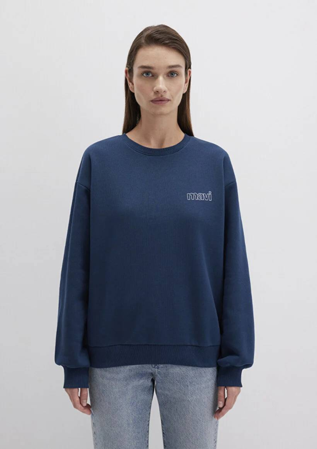 Resim Mavi Uzun Kol Kadın Sweat M1611656-82454
