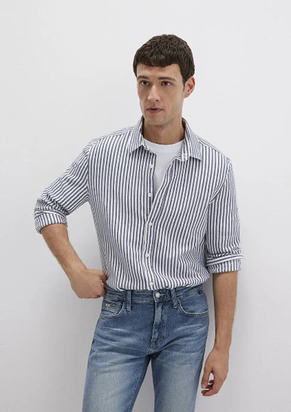 Resim Mavi Çizgili Erkek Gömlek M0211692-90911