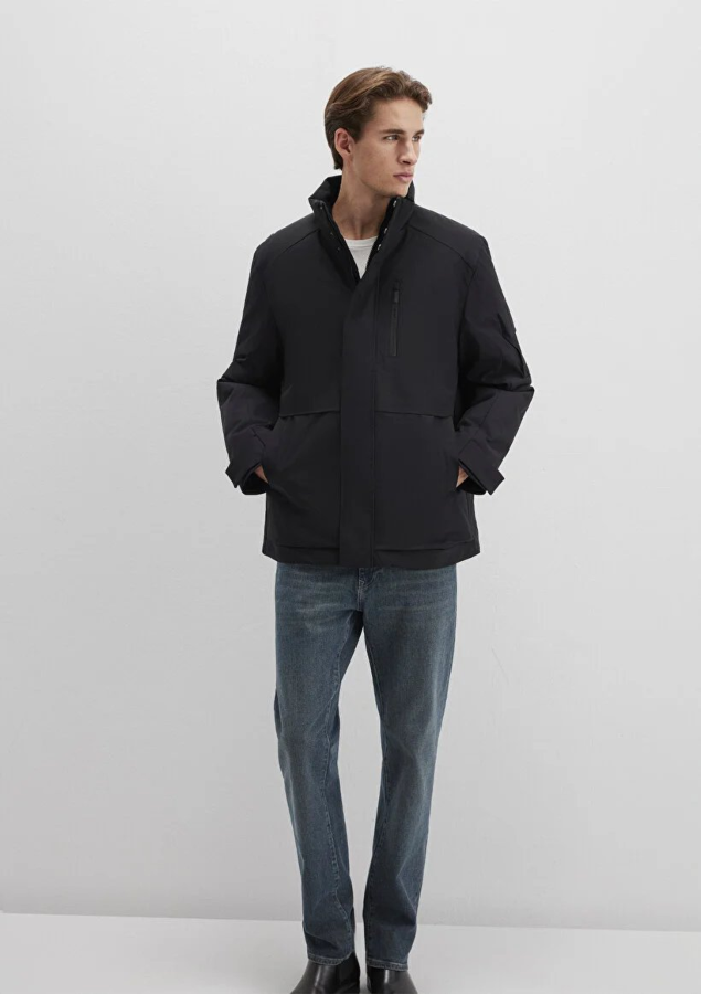 Resim Mavi Dik Yaka Erkek Ceket M0110540-71379