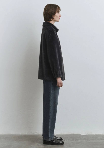 Resim Mavi Dik Yaka Kadın Mont M1110597-84671