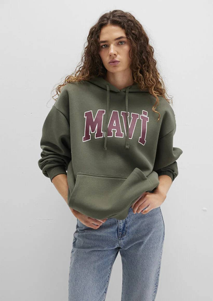 Resim Mavi Logo Kapüşonlu Kadın Sweat M1600361-71581