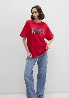 Resim Mavi Baskılı Kadın T-shirt M1600843-82054