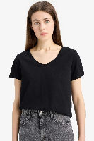 Resim Defacto Kadın Kısa Kol T-shirt K1507AZ/BK81