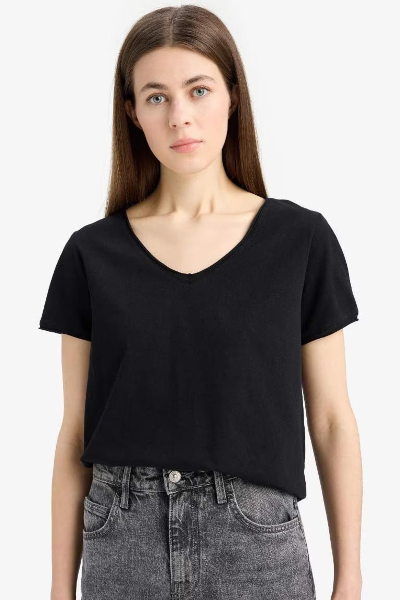 Resim Defacto Kadın Kısa Kol T-shirt K1507AZ/BK81
