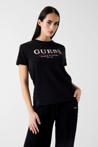 Resim Guess Athleisure  Kadın  T-shirt V6RI05I3Z14-JBLK Artemısıa Cn Ss T-Shırt