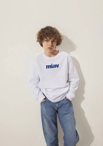 Resim Mavi Miav Baskılı Erkek Çocuk Sweat M6610031-620