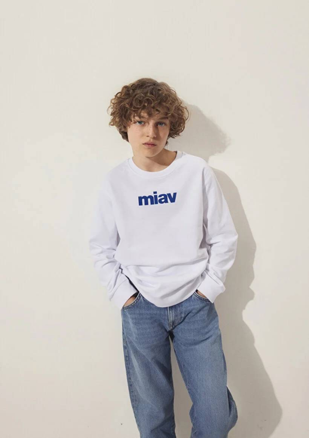 Resim Mavi Miav Baskılı Erkek Çocuk Sweat M6610031-620