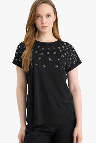 Resim Defacto Kadın T-shirt G9268AX/BK81