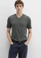 Resim Mavi Stretch V Yaka Erkek T-Shirt M061748-25752