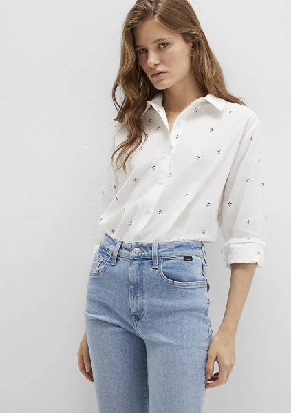 Resim Mavi Uzun Kol Kadın Gömlek M1210030-83975