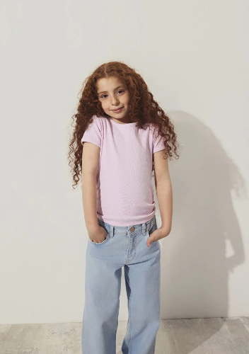 Resim Mavi Basıc Ribana Kız Çocuk T-Shirt M7610260-86953