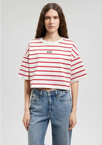 Resim Mavi Baskılı Kadın T-Shirt M1612227-86680