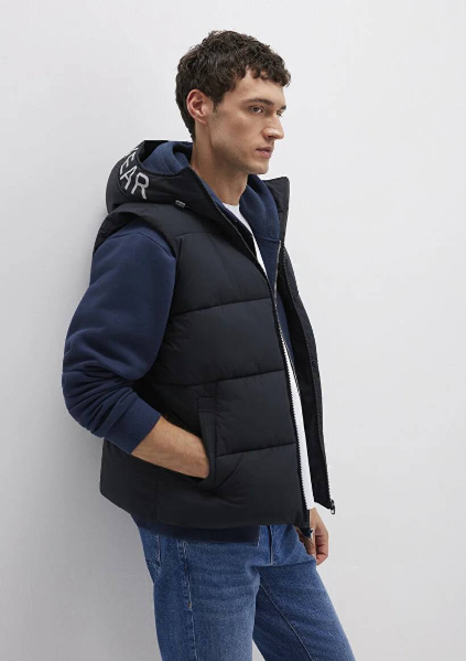 Resim Mavi Kapüşonlu Erkek Yelek M0110089-80022