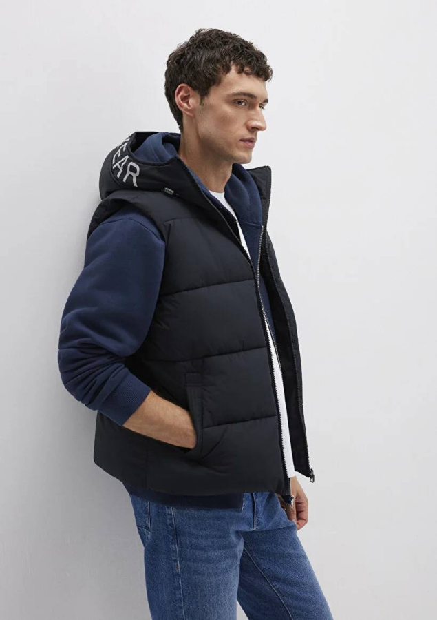 Resim Mavi Kapüşonlu Erkek Yelek M0110089-80022